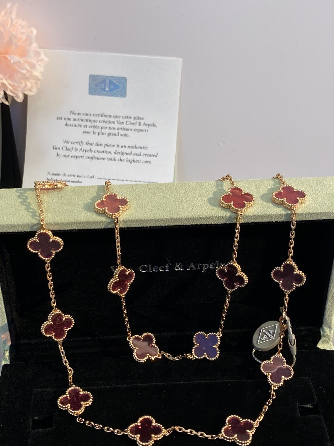 Van Cleef & Arpels Vintage Alhambra Pink Gold Necklace Van Cleef & Arpels Vintage Alhambra Pink Gold Necklace
